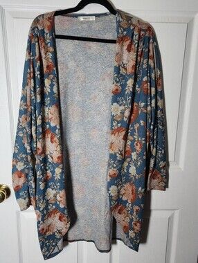 Emerald Womens Floral Oversized Boho Style Cardigan Size Medium